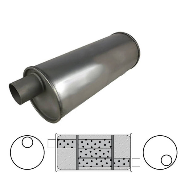 Redback Universal Muffler - 6" Round - 16" Long - 2" Offset/Offset - Right Hand Rotation