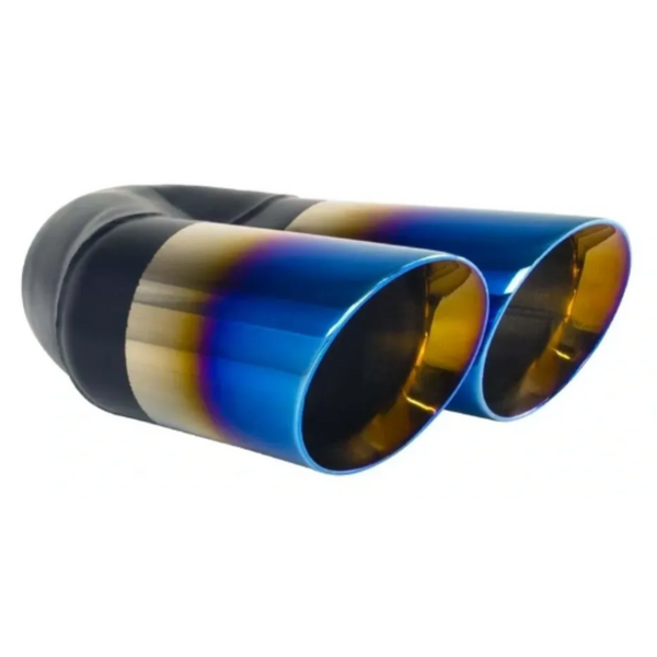 Angle Cut Y-Piece Inner Cone 2¼" In 2 x 3" Out 9" Long Tapered LHS SS304 Tip "Blue Flame"