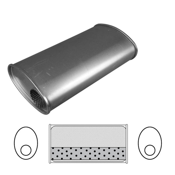 Redback Universal Muffler - 10" x 4" Oval - 10" Long - 2 1/2" Offset/Offset - Inline - Megaflow