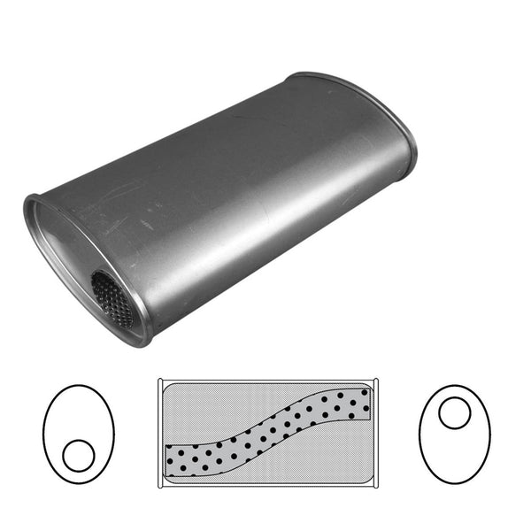 Redback Universal Muffler - 8" x 4" Oval - 14" Long - 2 1/4" Offset/Offset - Megaflow - No Spigots