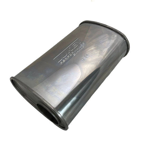 3" Inlet 9" x 5" 14" Long O/C Lukey Muffler Straight Piped 430 Stainless Steel