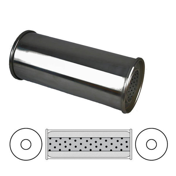 Equipe 3" Resonator, 5" Round, 12" Long, 304 Stainless Polished