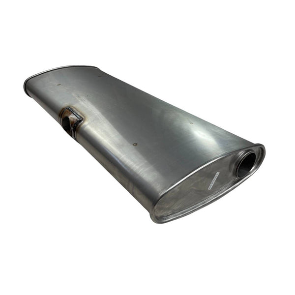 Redback Universal Muffler - 12" x 4" Oval - 30" Long - 2.25" Centre In / Twin Out - 409 Stainless