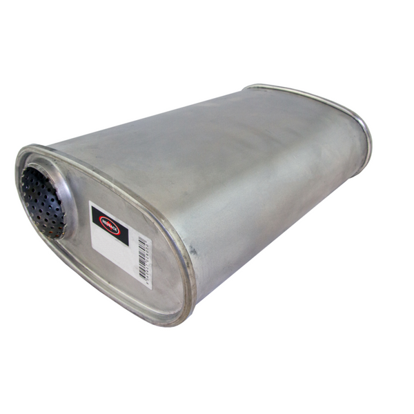 Redback Universal Muffler - 8" x 5" Oval - 18" Long - 1 3/4" Offset/Centre - Turbo Flow