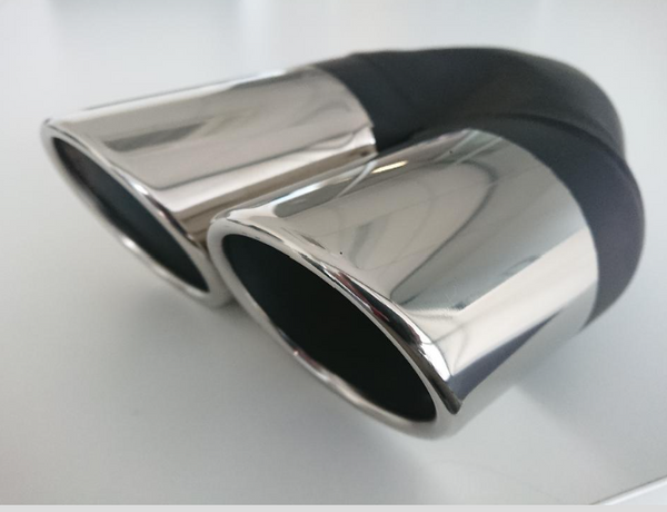 Angle Y-Piece Rolled In Tapered RHS AU Falcon, Tapered 2-1/4 to 3" Inlet, 2 x 3" Out, 9" Long SS304 Tip