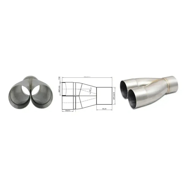 Merge Collector 2 into 1 -  2 x 76mm (3") - 89mm (3-1/2") Out - Stainless 304 Brushed